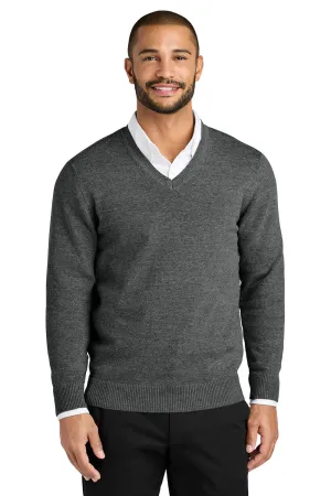 Port Authority Mens Easy Care Long Sleeve V-Neck Sweater - Heather Charcoal Grey  Premium quality Clothing Port-Authority