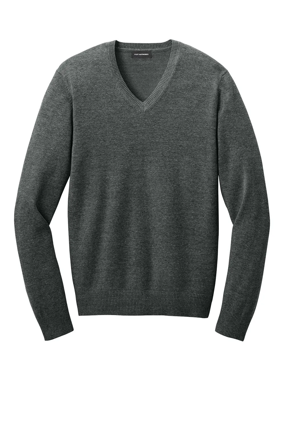 Port Authority Mens Easy Care Long Sleeve V-Neck Sweater - Heather Charcoal Grey  Premium quality Clothing Port-Authority