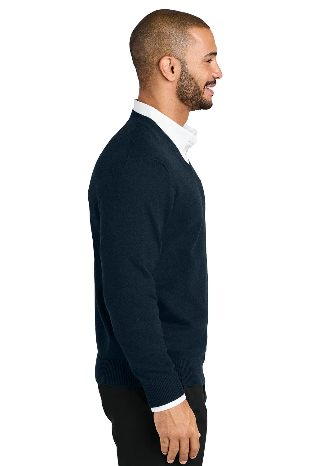 Port Authority Mens Easy Care Long Sleeve V-Neck Sweater - River Navy Blue  Premium quality Clothing Port-Authority