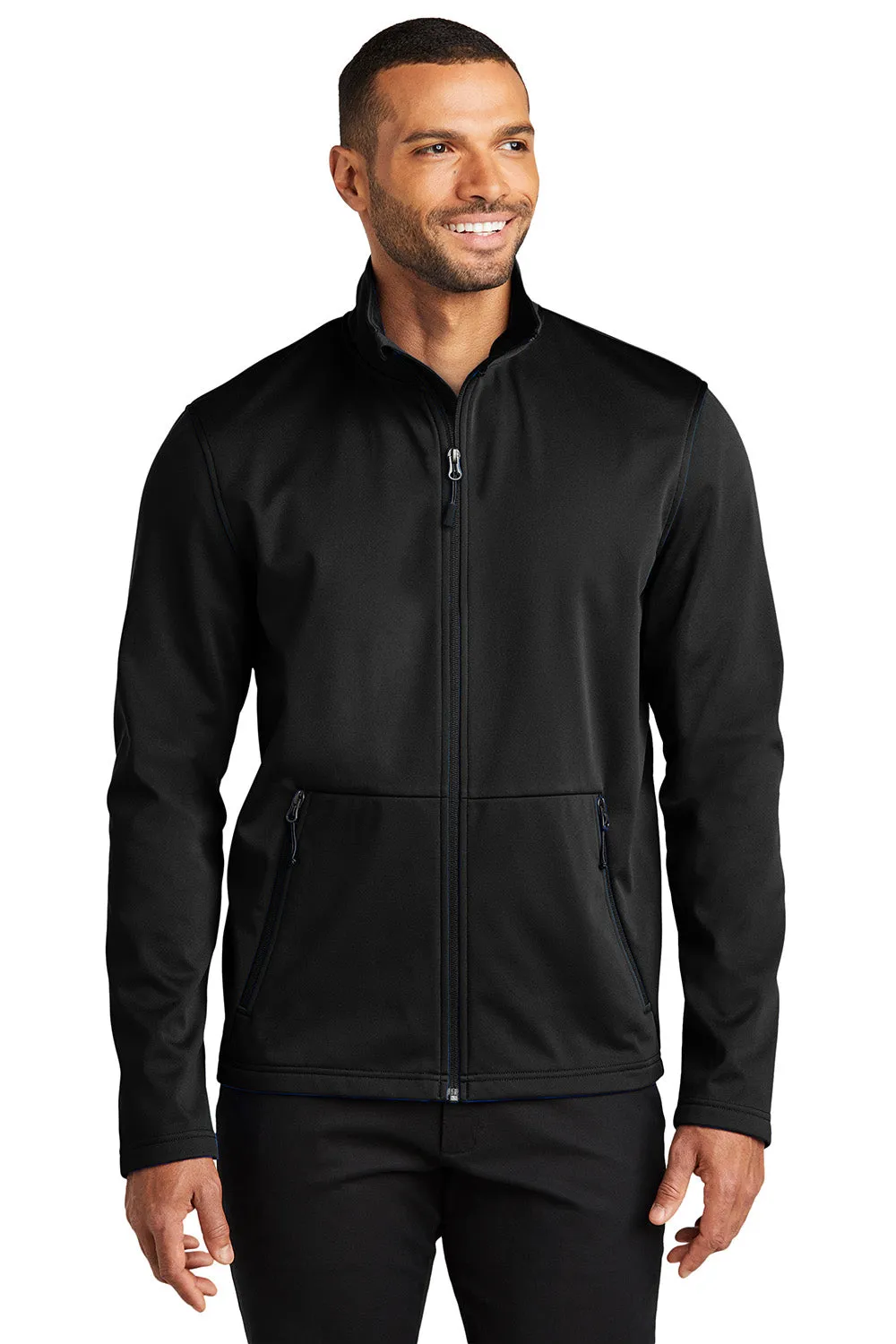 Port Authority Mens Flexshell Water Resistant Full Zip Jacket - Deep Black  Premium quality Clothing Port-Authority