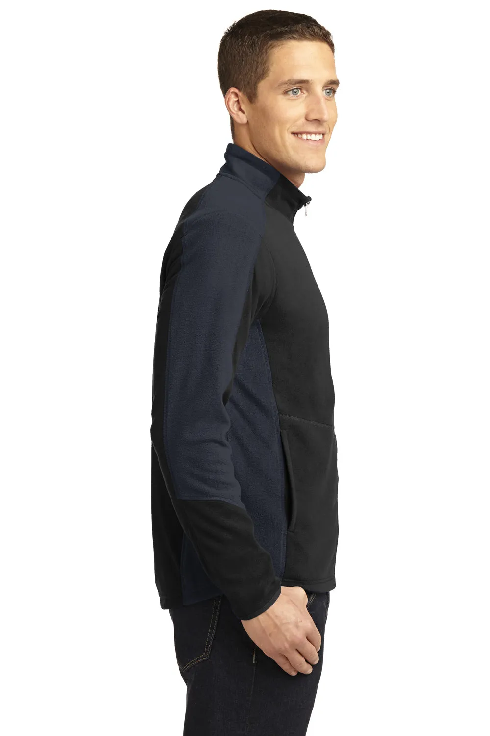 Port Authority Mens Full Zip Microfleece Jacket - Black/Battleship Grey - Closeout  Premium quality Clothing Port-Authority