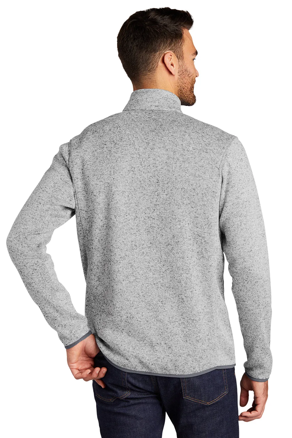 Port Authority Mens Full Zip Sweater Fleece Jacket - Heather Grey  Premium quality Clothing Port-Authority