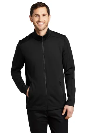 Port Authority Mens Grid Fleece Full Zip Jacket - Deep Black  Premium quality Clothing Port-Authority