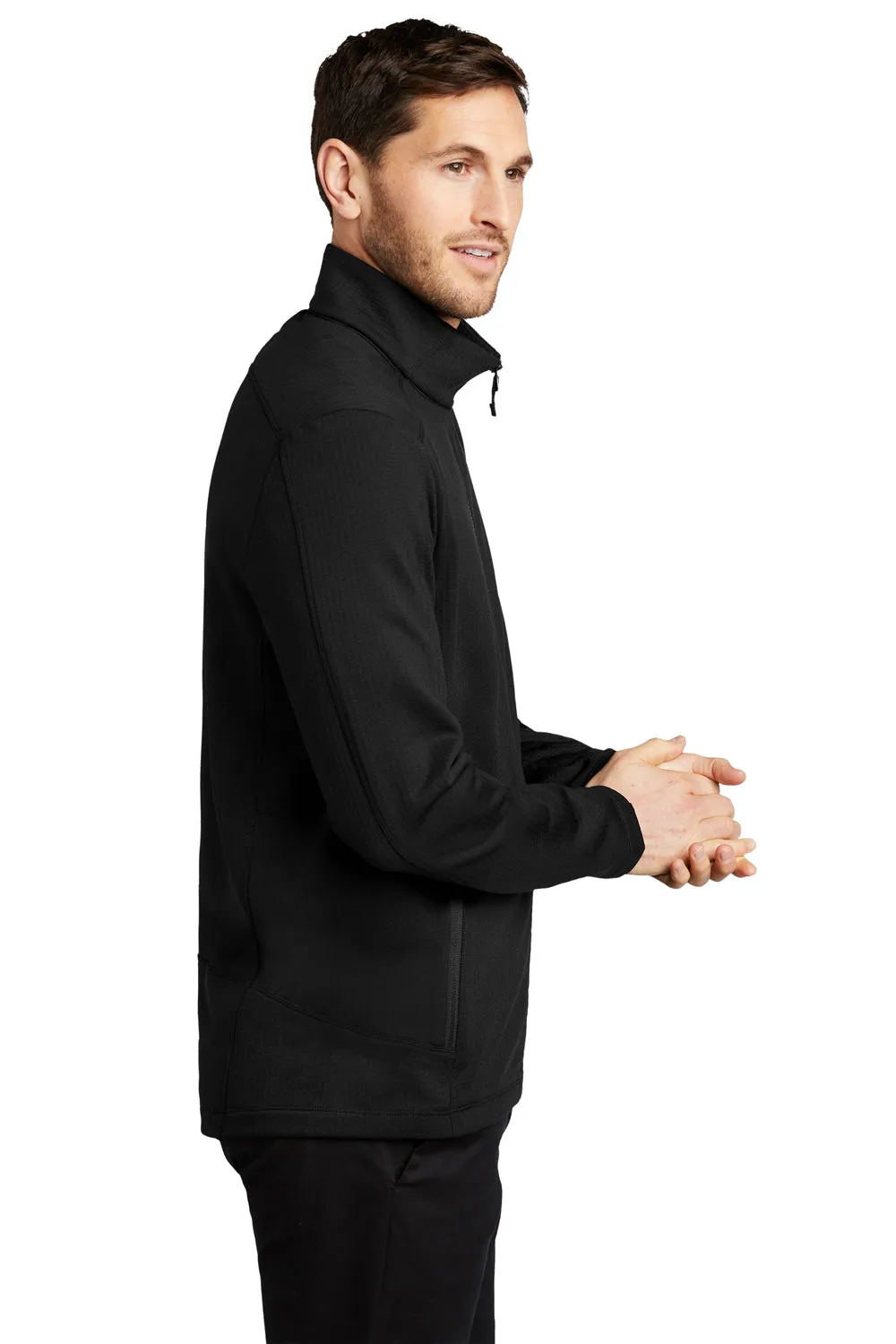 Port Authority Mens Grid Fleece Full Zip Jacket - Deep Black  Premium quality Clothing Port-Authority