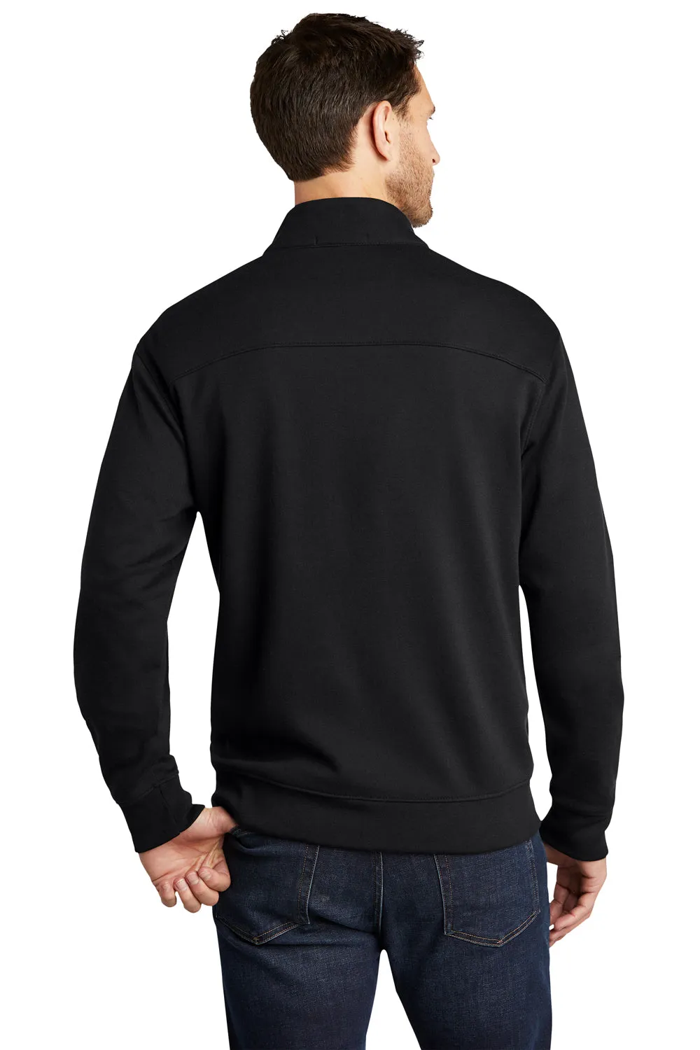 Port Authority Mens Interlock Full Zip Jacket - Deep Black/Heather Charcoal Grey  Premium quality Clothing Port-Authority