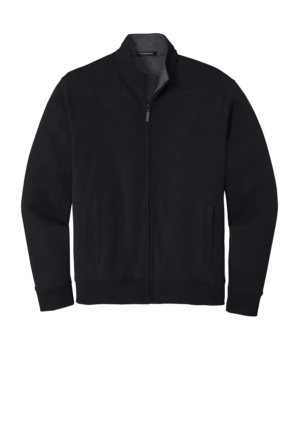 Port Authority Mens Interlock Full Zip Jacket - Deep Black/Heather Charcoal Grey  Premium quality Clothing Port-Authority