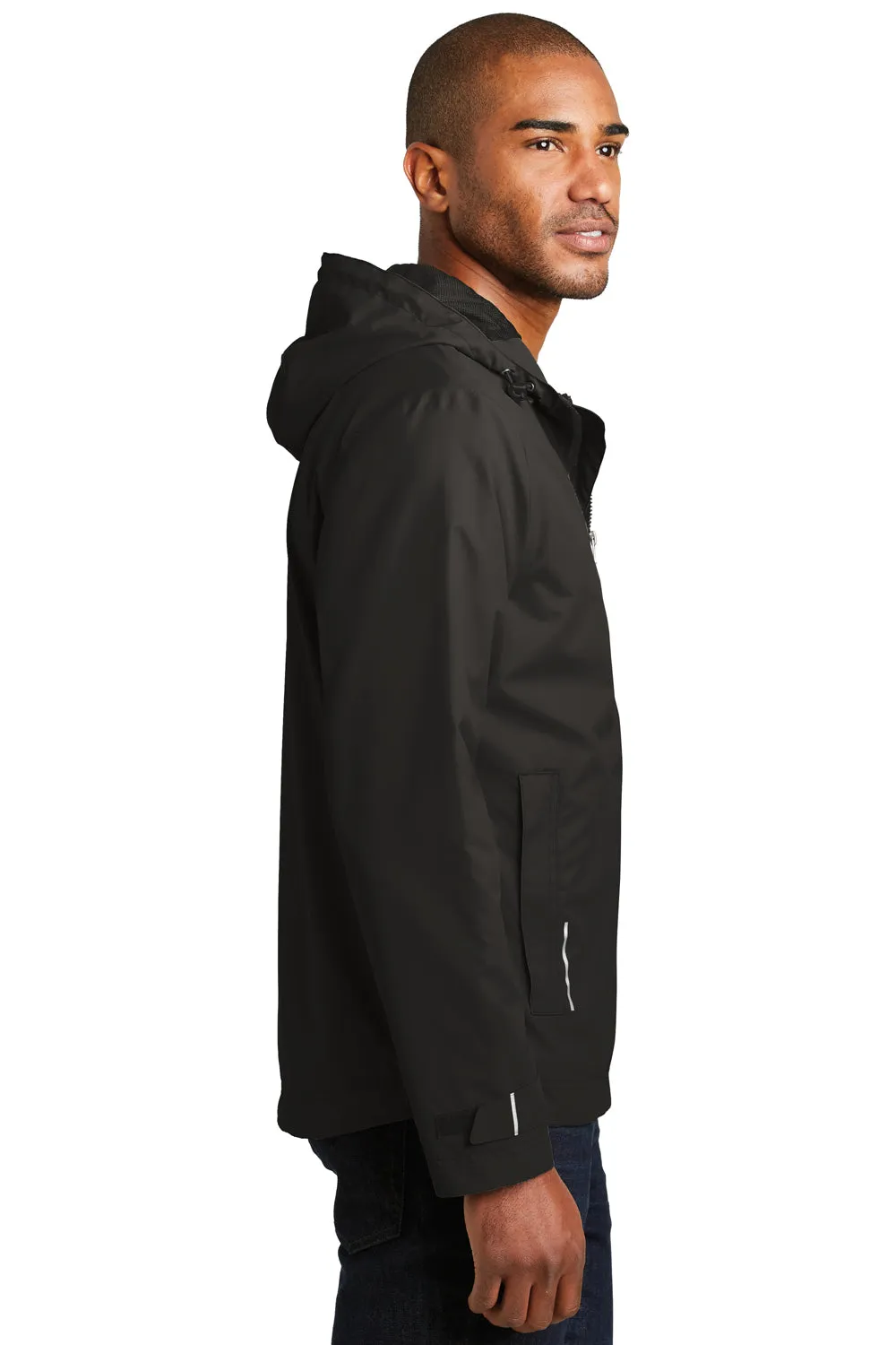 Port Authority Mens Northwest Slicker Waterproof Full Zip Hooded Jacket - Black  Premium quality Clothing Port-Authority