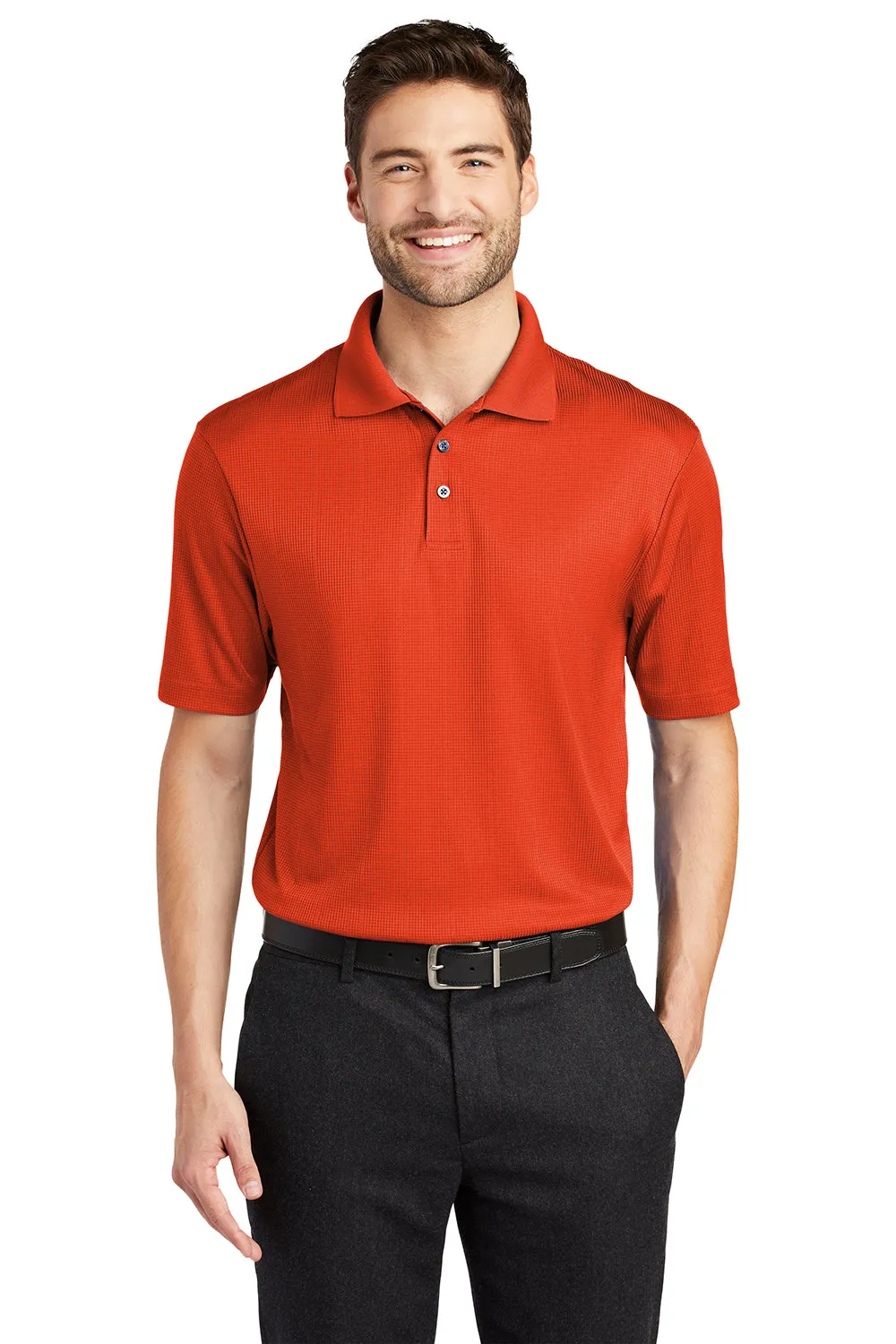 Port Authority Mens Performance Moisture Wicking Short Sleeve Polo Shirt - Autumn Orange  Premium quality Clothing Port-Authority