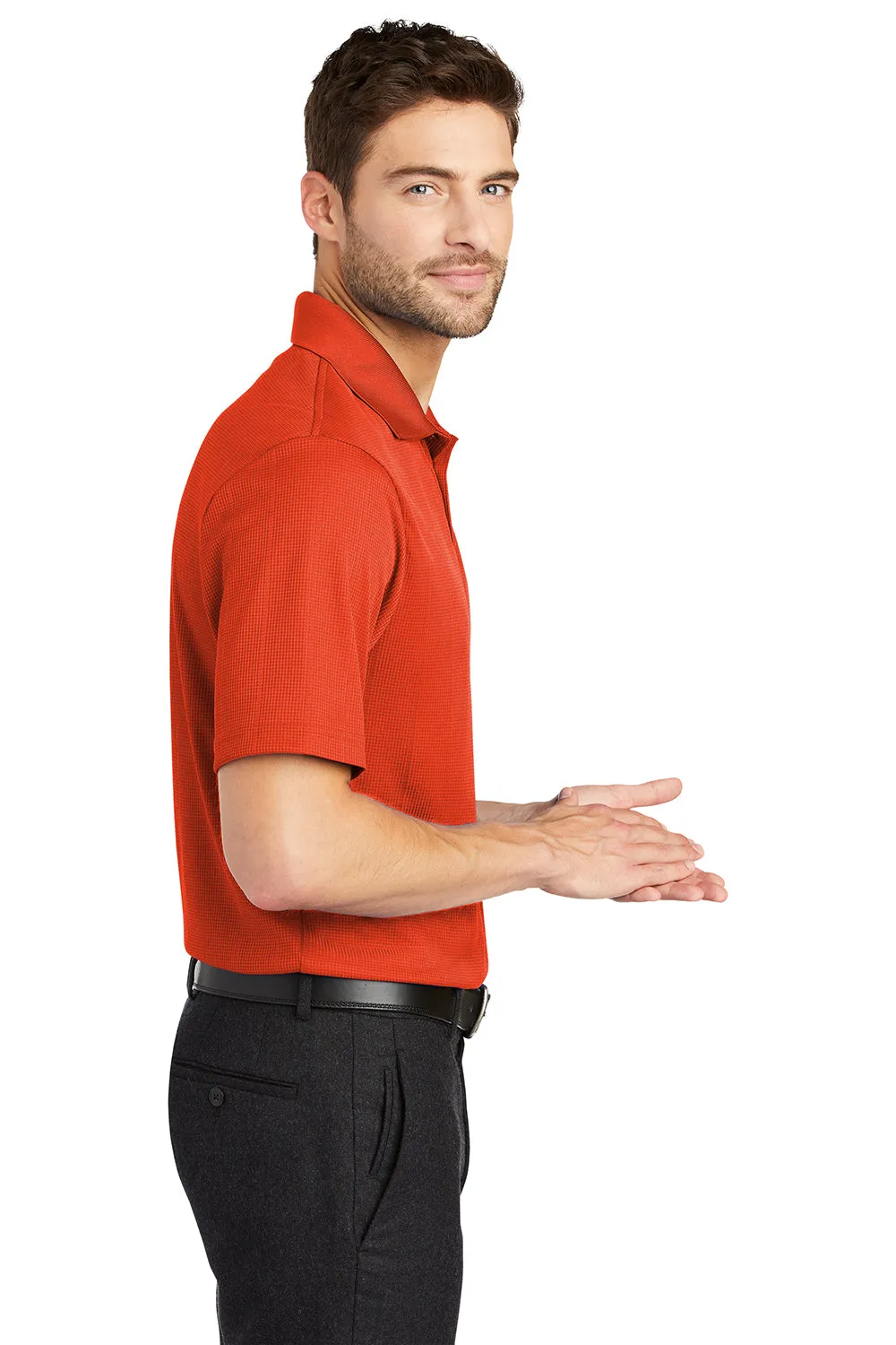 Port Authority Mens Performance Moisture Wicking Short Sleeve Polo Shirt - Autumn Orange  Premium quality Clothing Port-Authority