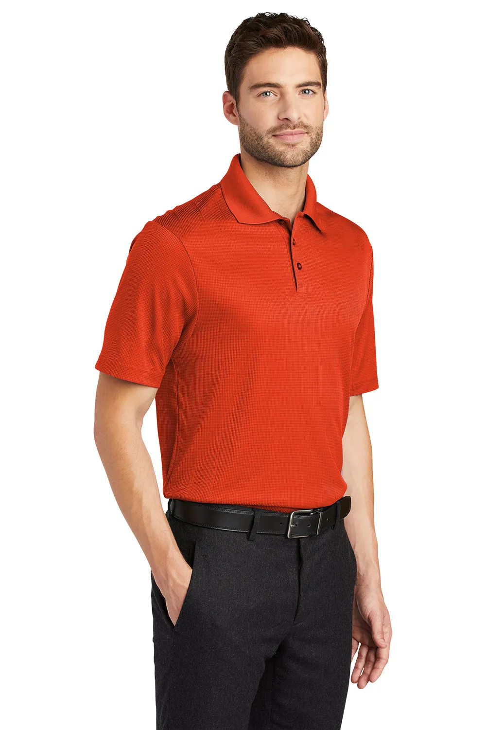 Port Authority Mens Performance Moisture Wicking Short Sleeve Polo Shirt - Autumn Orange  Premium quality Clothing Port-Authority