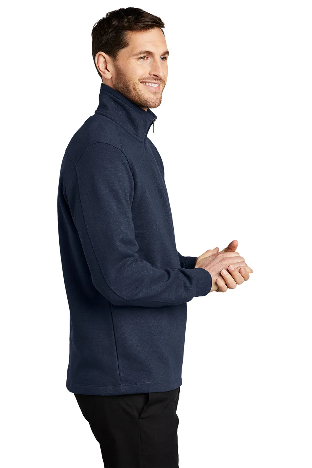 Port Authority Mens Slub Fleece 1/4 Zip Sweatshirt - Navy Blue  Premium quality Clothing Port-Authority