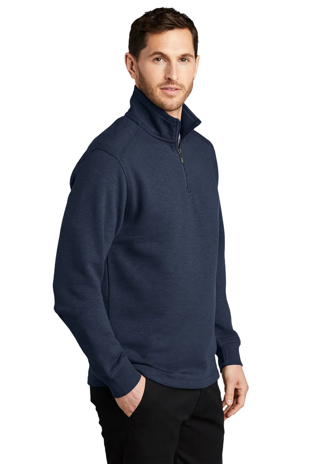 Port Authority Mens Slub Fleece 1/4 Zip Sweatshirt - Navy Blue  Premium quality Clothing Port-Authority