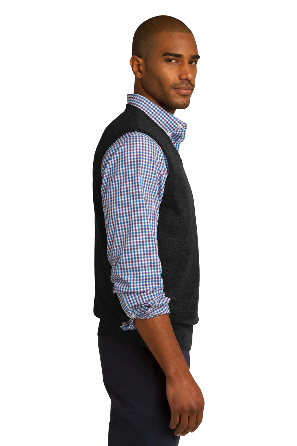 Port Authority Mens V-Neck Sweater Vest - Black - Closeout  Premium quality Clothing Port-Authority
