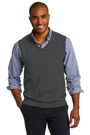 Port Authority Mens V-Neck Sweater Vest - Heather Charcoal Grey - Closeout  Premium quality Clothing Port-Authority