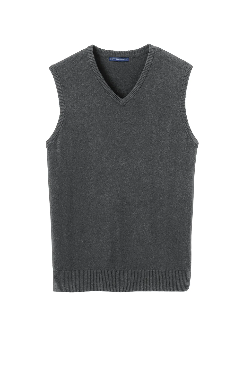 Port Authority Mens V-Neck Sweater Vest - Heather Charcoal Grey - Closeout  Premium quality Clothing Port-Authority