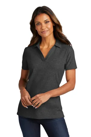 Port Authority Womens C-FREE Pique Short Sleeve Polo Shirt - Heather Charcoal Grey  Premium quality Clothing Port-Authority