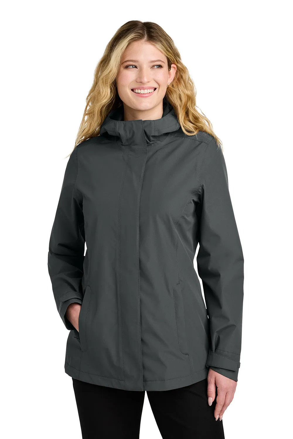 Port Authority Womens C-FREE Water Resistant Full Zip Hooded Rain Jacket - Steel Grey  Premium quality Clothing Port-Authority