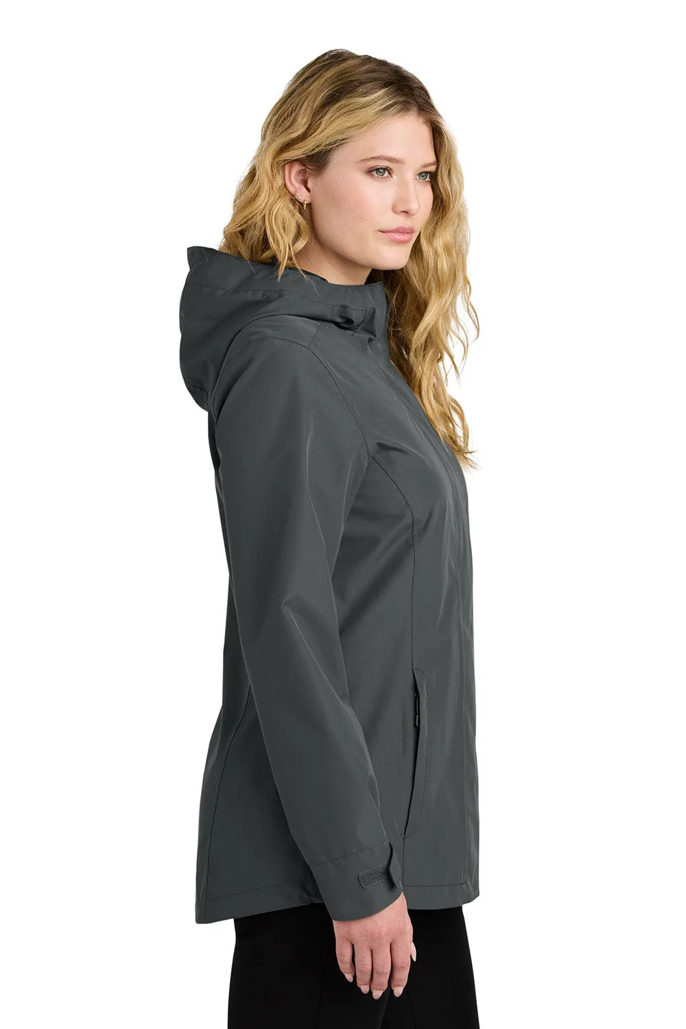 Port Authority Womens C-FREE Water Resistant Full Zip Hooded Rain Jacket - Steel Grey  Premium quality Clothing Port-Authority