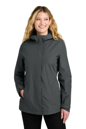 Port Authority Womens C-FREE Water Resistant Full Zip Hooded Rain Jacket - Steel Grey  Premium quality Clothing Port-Authority