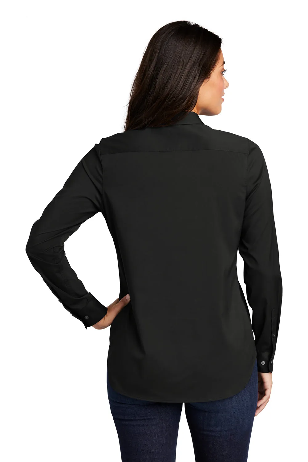 Port Authority Womens City Moisture Wicking Long Sleeve Polo Shirt - Black  Premium quality Clothing Port-Authority