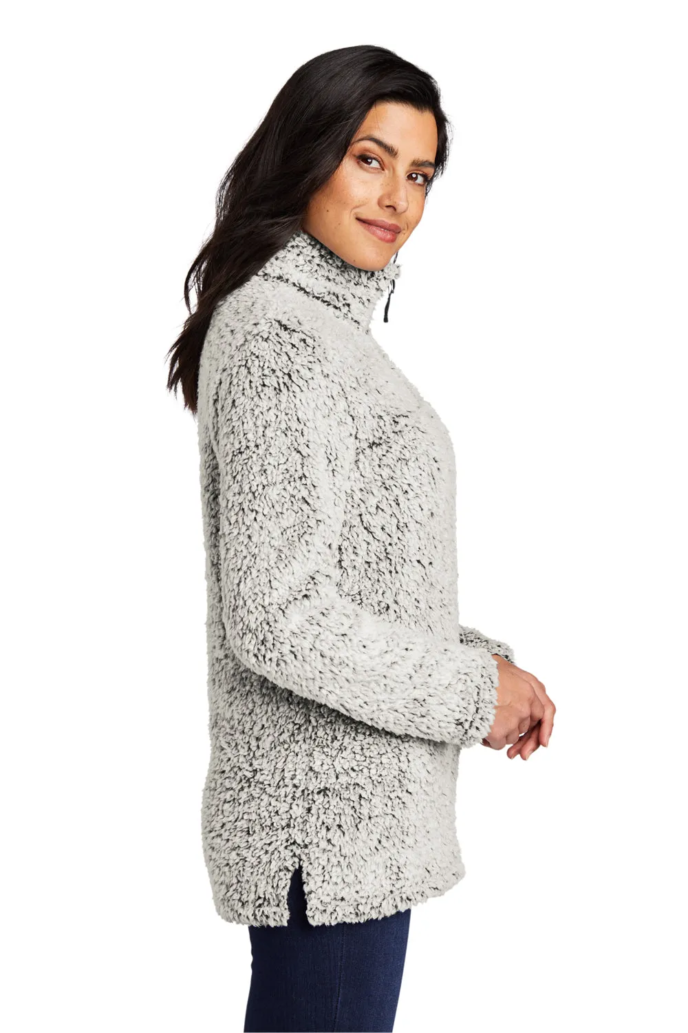 Port Authority Womens Cozy Sherpa Fleece 1/4 Zip Jacket - Heather Grey  Premium quality Clothing Port-Authority