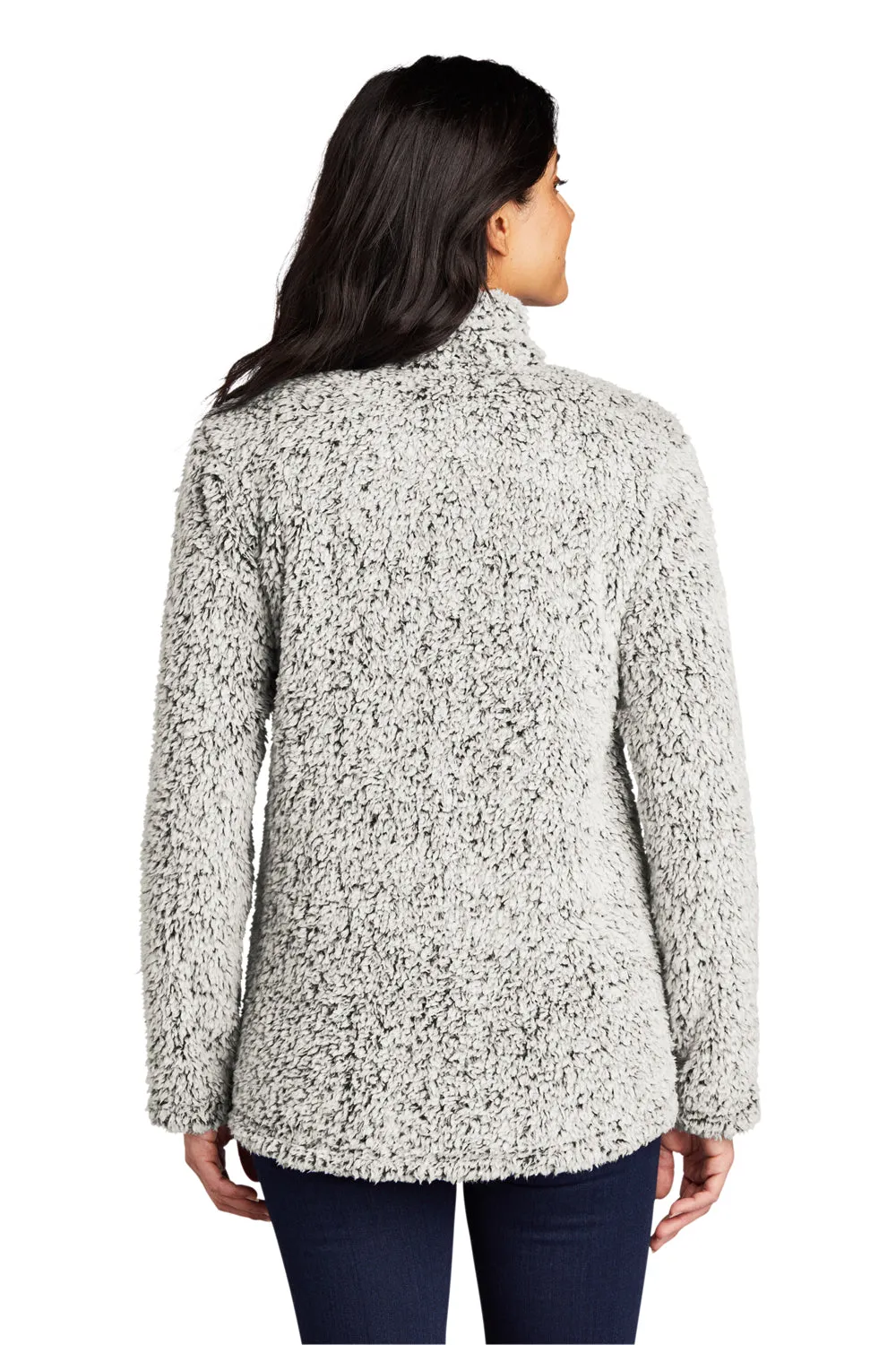 Port Authority Womens Cozy Sherpa Fleece 1/4 Zip Jacket - Heather Grey  Premium quality Clothing Port-Authority