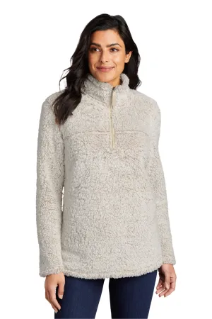 Port Authority Womens Cozy Sherpa Fleece 1/4 Zip Jacket - Heather Oatmeal  Premium quality Clothing Port-Authority
