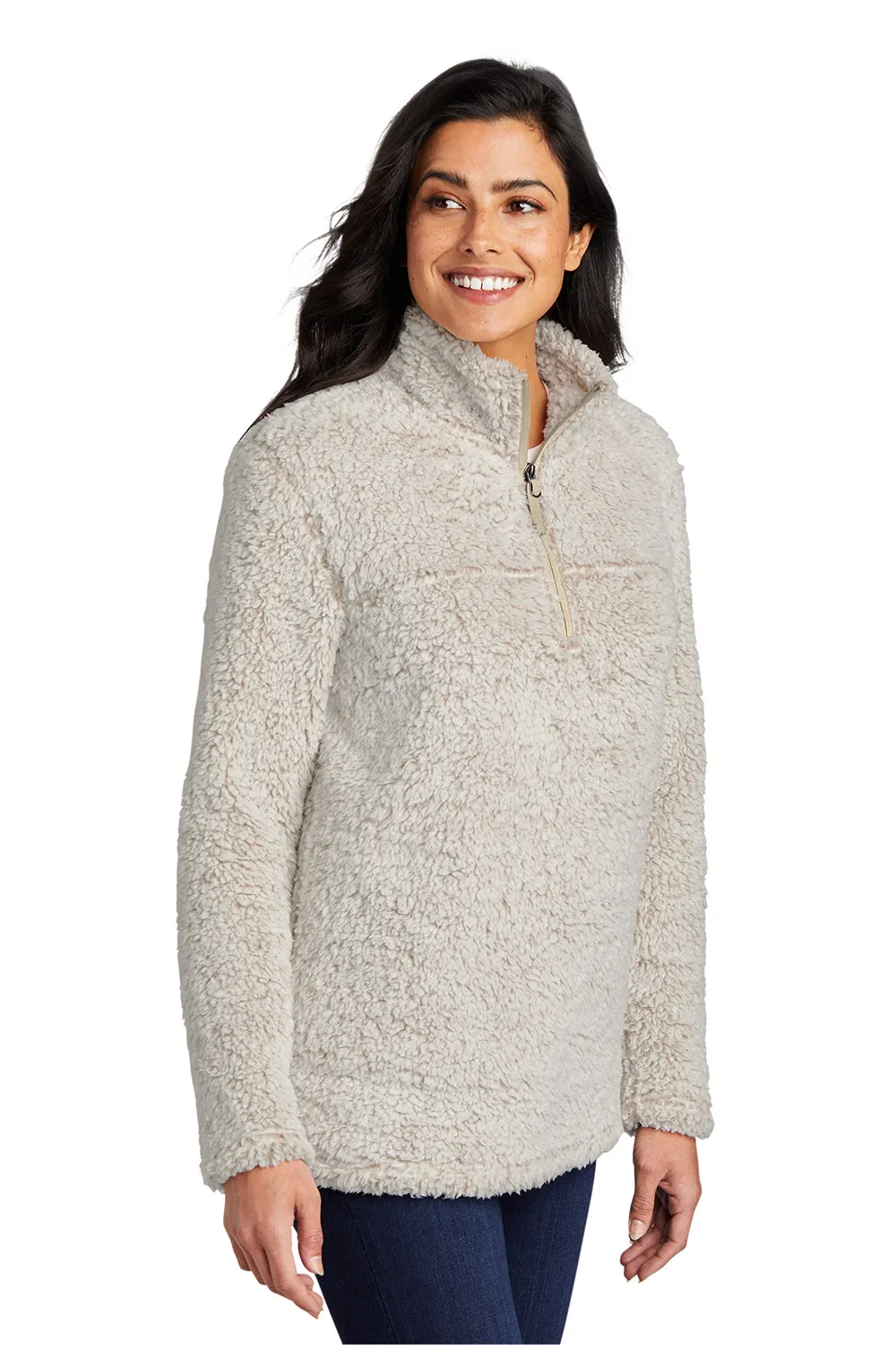 Port Authority Womens Cozy Sherpa Fleece 1/4 Zip Jacket - Heather Oatmeal  Premium quality Clothing Port-Authority