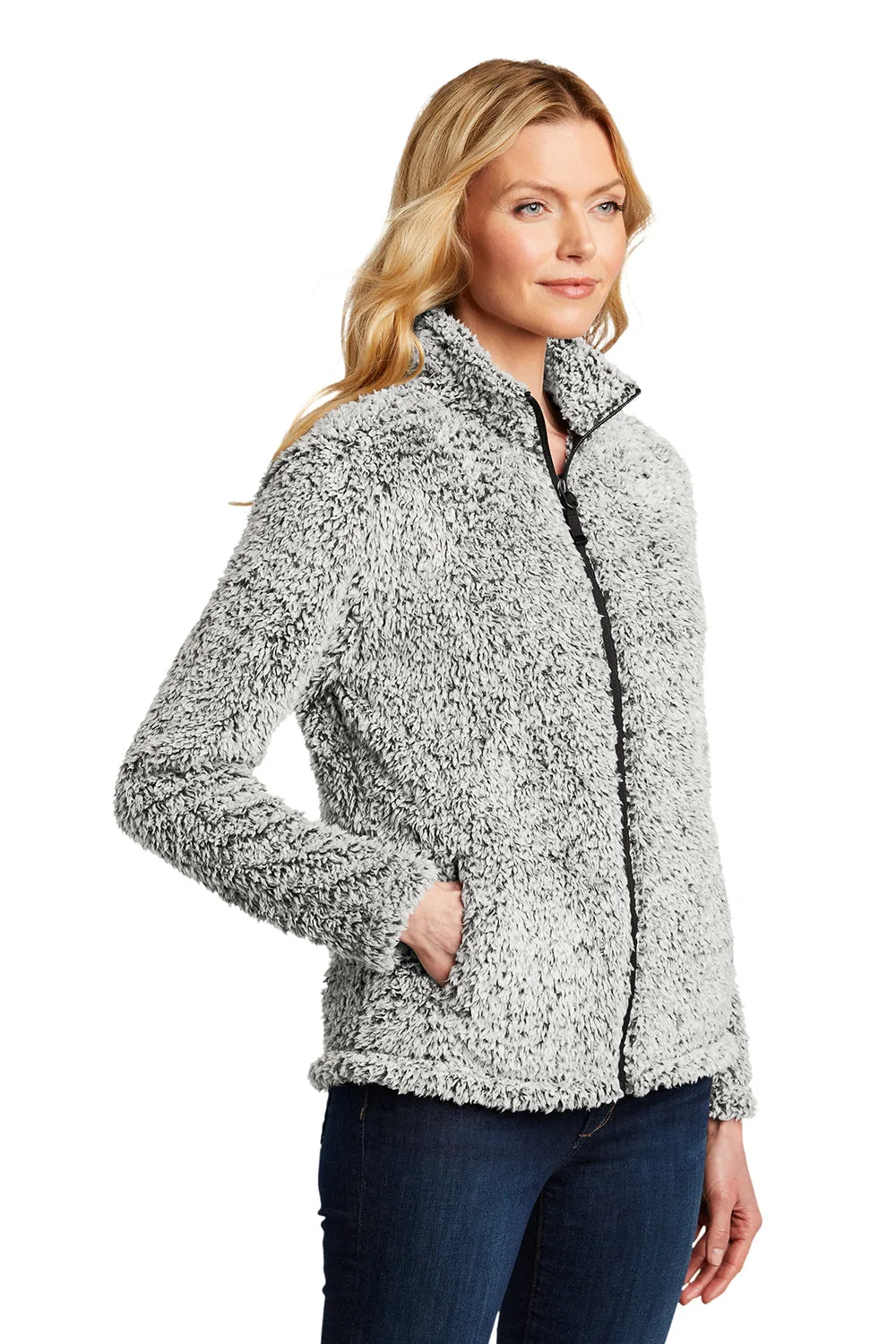 Port Authority Womens Cozy Sherpa Fleece Full Zip Jacket - Heather Grey - Closeout  Premium quality Clothing Port-Authority