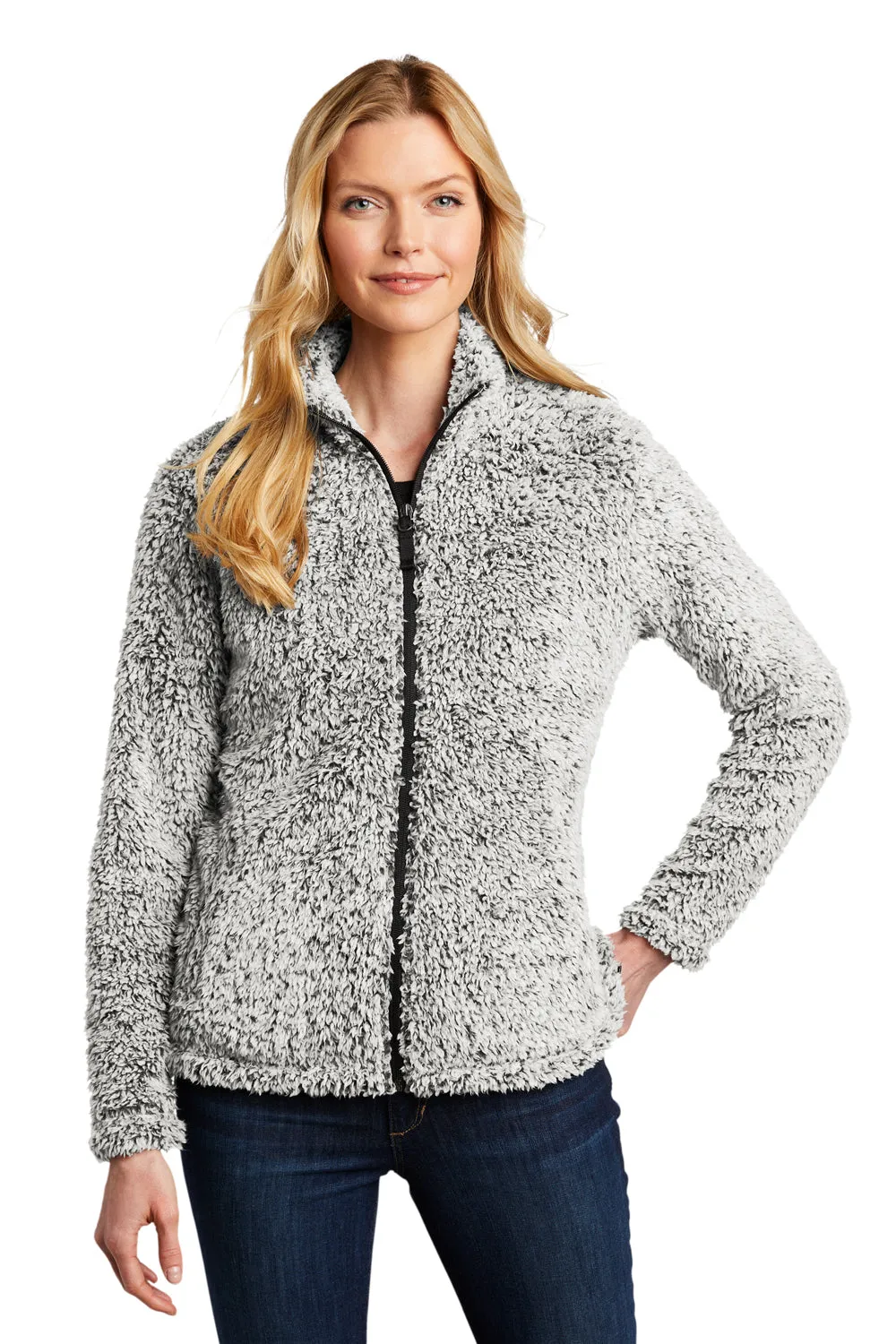 Port Authority Womens Cozy Sherpa Fleece Full Zip Jacket - Heather Grey - Closeout  Premium quality Clothing Port-Authority