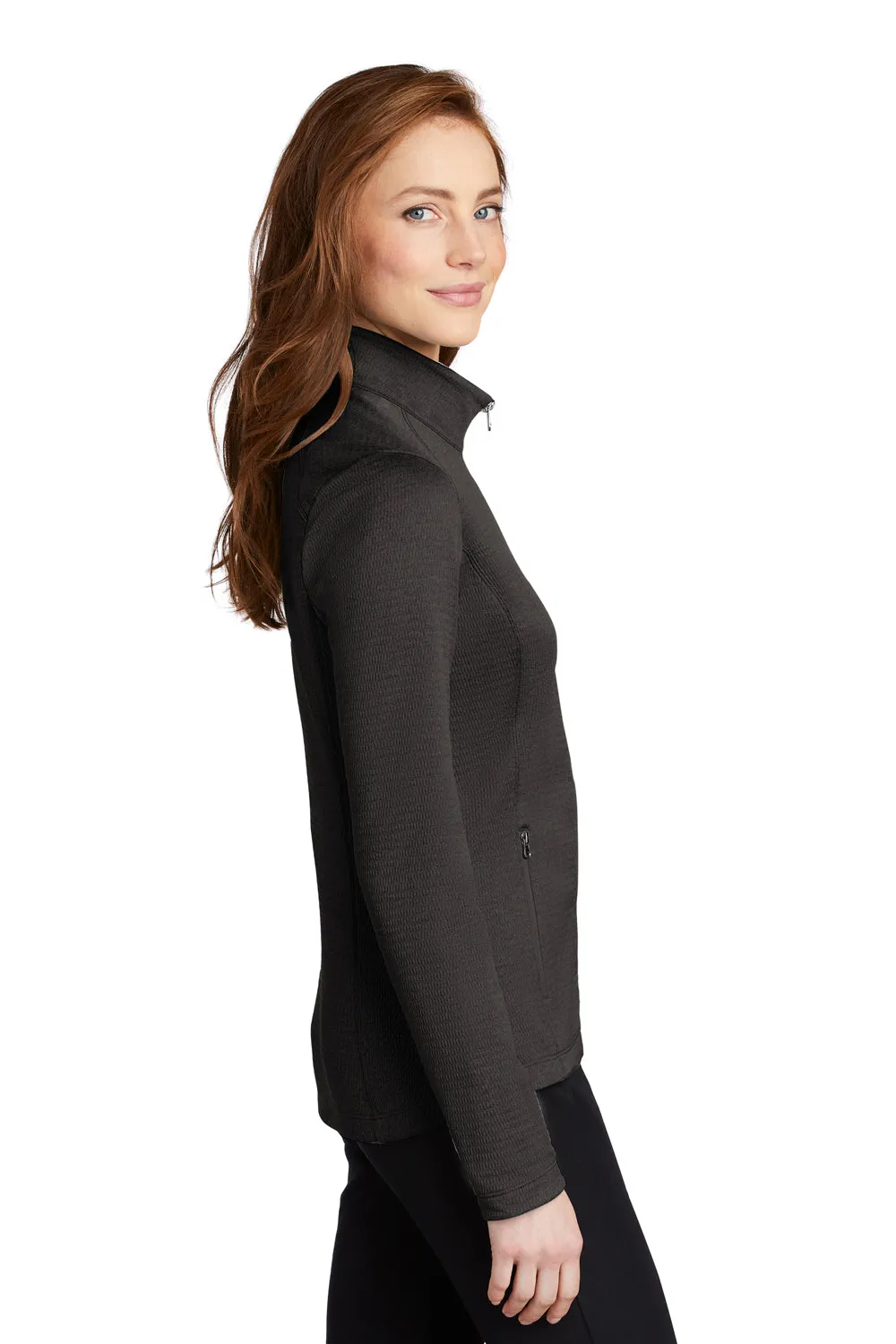Port Authority Womens Diamond Fleece Full Zip Jacket - Heather Dark Charcoal Grey - Closeout  Premium quality Clothing Port-Authority