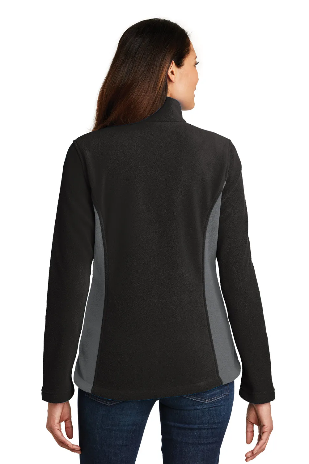 Port Authority Womens Full Zip Fleece Jacket - Black/Battleship Grey - Closeout  Premium quality Clothing Port-Authority