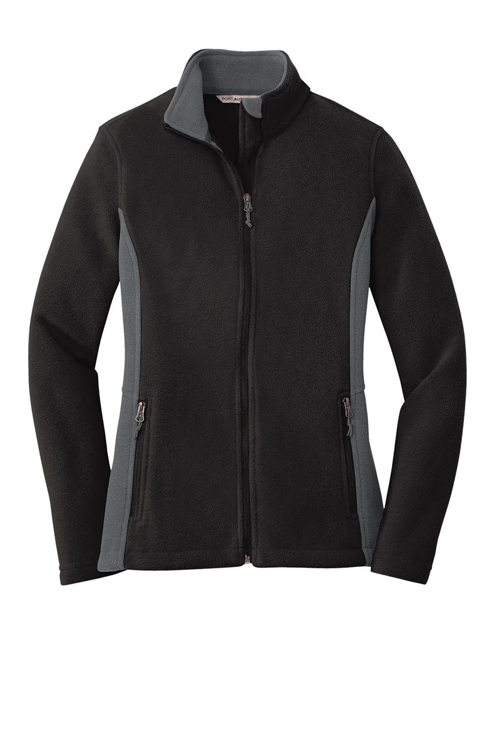 Port Authority Womens Full Zip Fleece Jacket - Black/Battleship Grey - Closeout  Premium quality Clothing Port-Authority