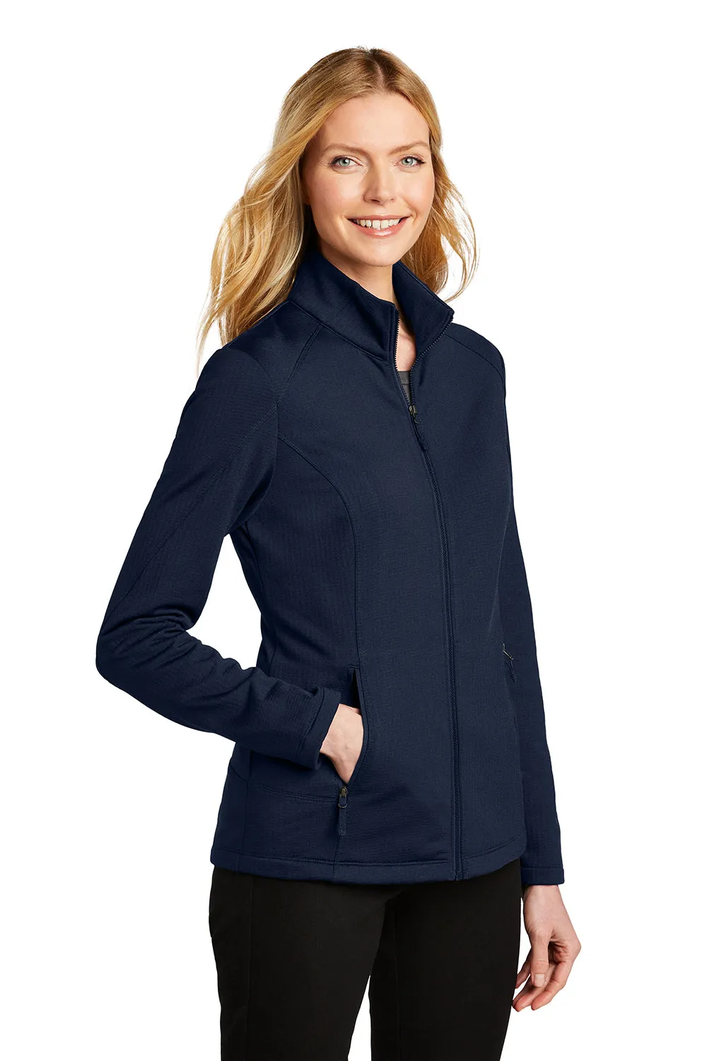 Port Authority Womens Grid Fleece Full Zip Jacket - River Navy Blue  Premium quality Clothing Port-Authority