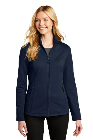Port Authority Womens Grid Fleece Full Zip Jacket - River Navy Blue  Premium quality Clothing Port-Authority