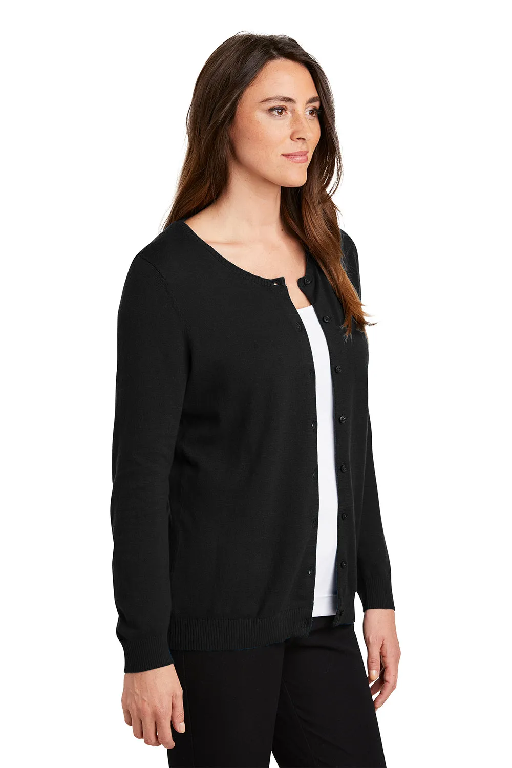 Port Authority Womens Long Sleeve Cardigan Sweater - Black - Closeout  Premium quality Clothing Port-Authority