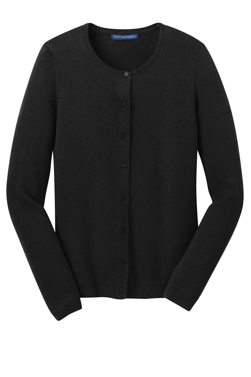 Port Authority Womens Long Sleeve Cardigan Sweater - Black - Closeout  Premium quality Clothing Port-Authority
