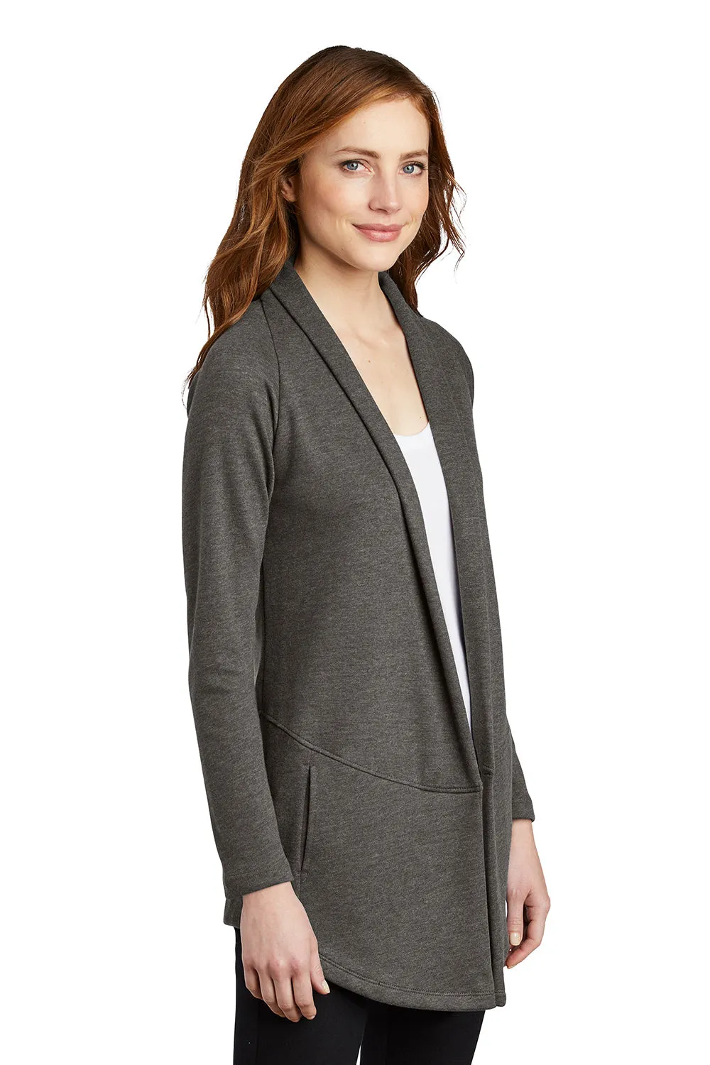 Port Authority Womens Long Sleeve Cardigan Sweater - Heather Charcoal Grey  Premium quality Clothing Port-Authority