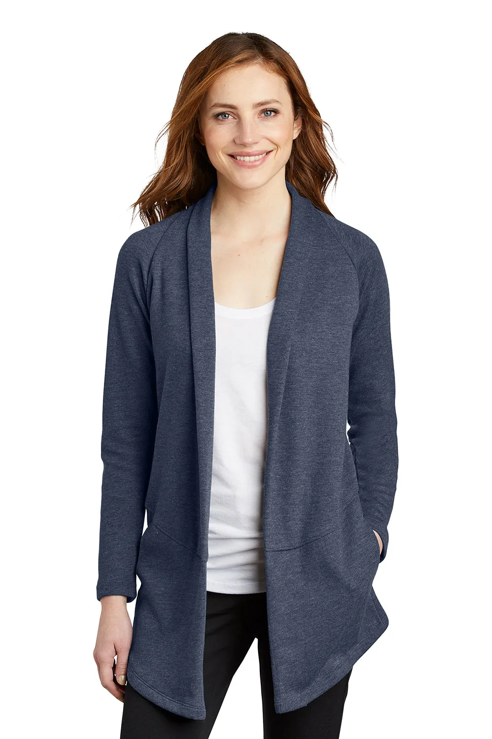 Port Authority Womens Long Sleeve Cardigan Sweater - Heather Estate Blue  Premium quality Clothing Port-Authority