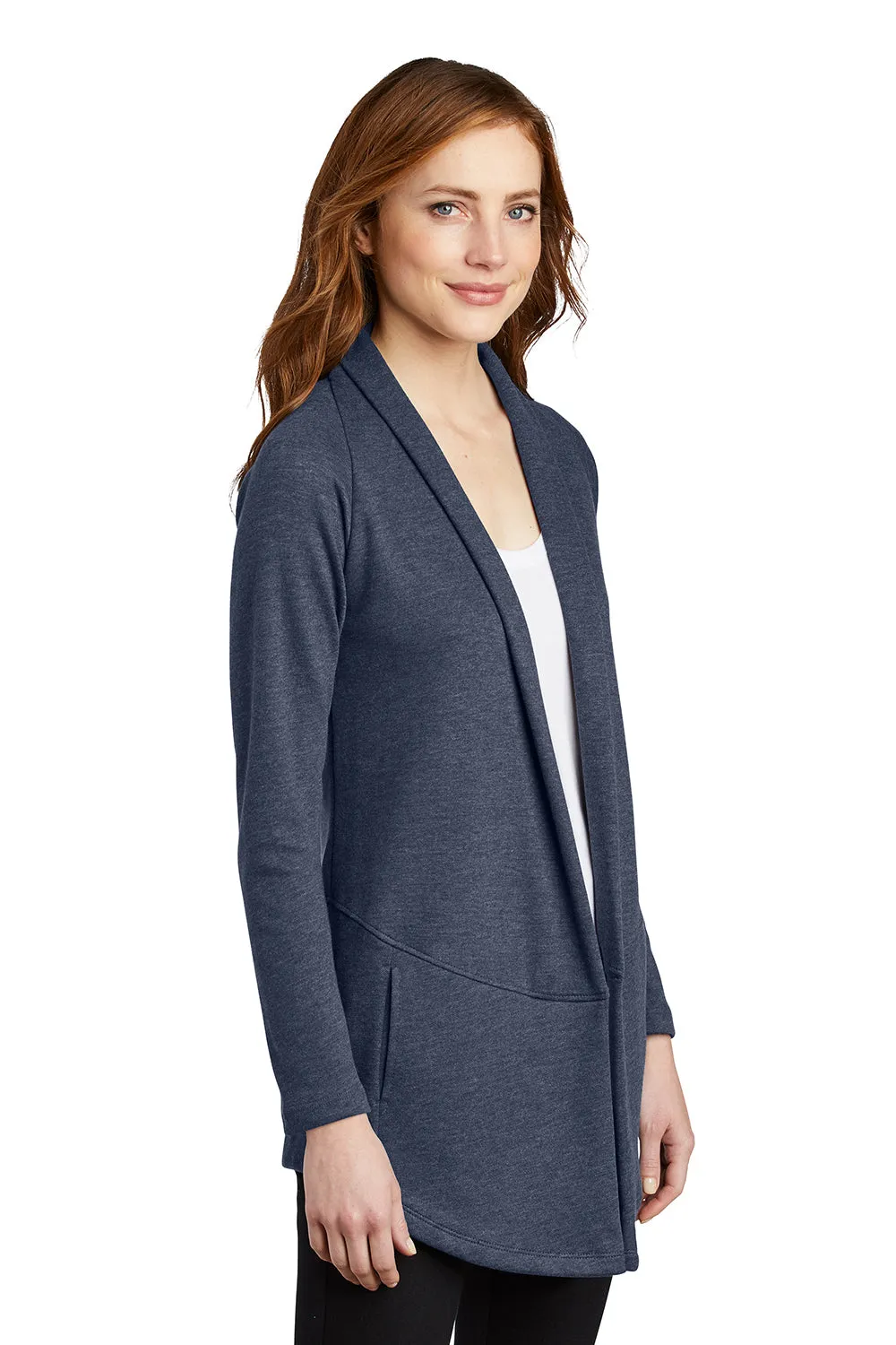 Port Authority Womens Long Sleeve Cardigan Sweater - Heather Estate Blue  Premium quality Clothing Port-Authority