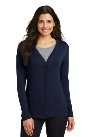 Port Authority Womens Long Sleeve Cardigan Sweater - True Navy Blue - Closeout  Premium quality Clothing Port-Authority