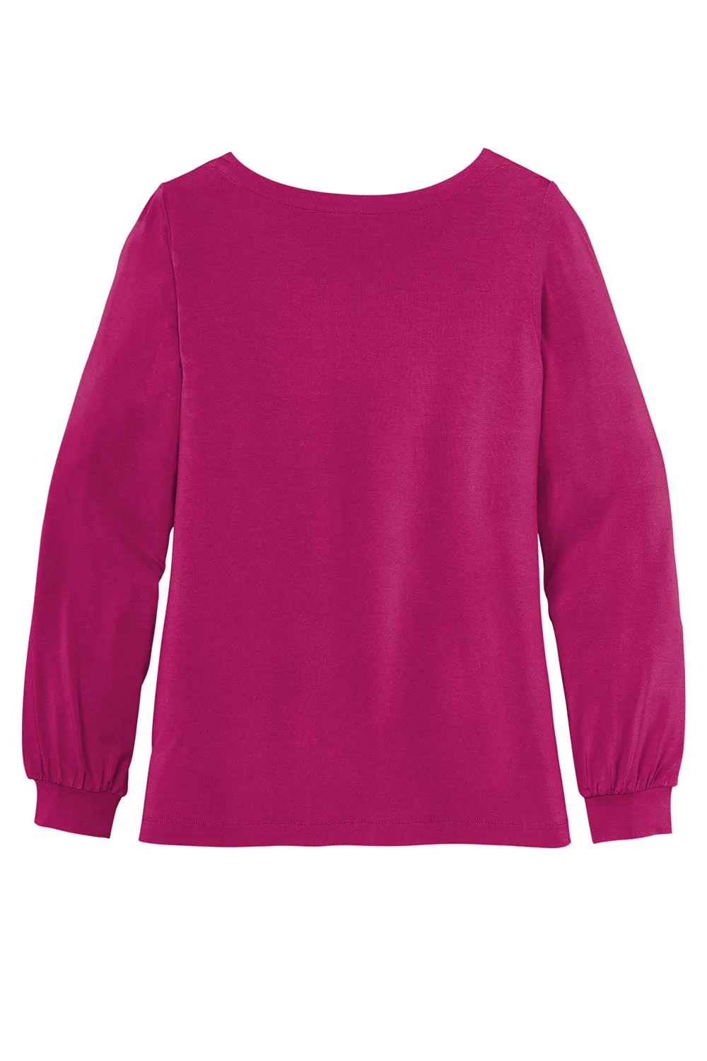 Port Authority Womens Luxe Knit Long Sleeve Wide Neck T-Shirt - Wild Berry - Closeout  Premium quality Clothing Port-Authority