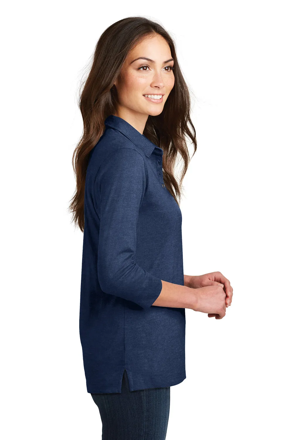 Port Authority Womens Meridian 3/4 Sleeve Polo Shirt - Estate Blue - Closeout  Premium quality Clothing Port-Authority