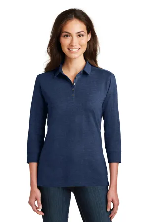 Port Authority Womens Meridian 3/4 Sleeve Polo Shirt - Estate Blue - Closeout  Premium quality Clothing Port-Authority