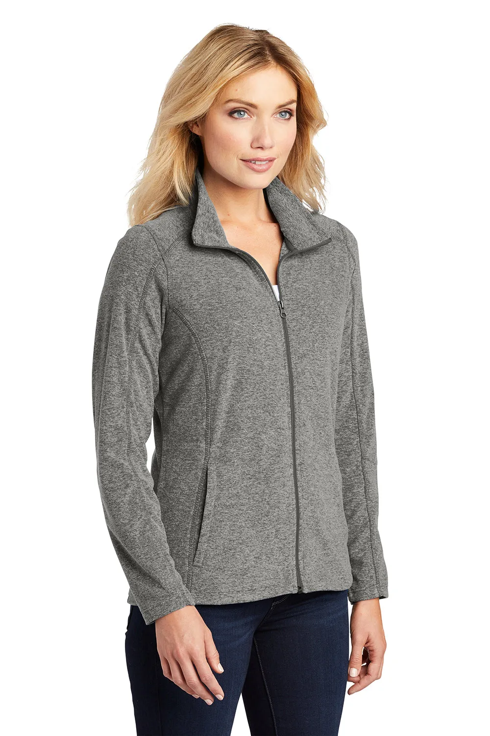 Port Authority Womens Pill Resistant Heather Microfleece Full Zip Sweatshirt - Heather Pearl Grey  Premium quality Clothing Port-Authority