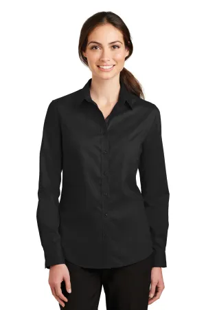Port Authority Womens SuperPro Wrinkle Resistant Long Sleeve Button Down Shirt - Black  Premium quality Clothing Port-Authority