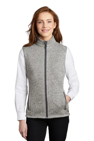 Port Authority Womens Sweater Fleece Full Zip Vest - Heather Grey  Premium quality Clothing Port-Authority