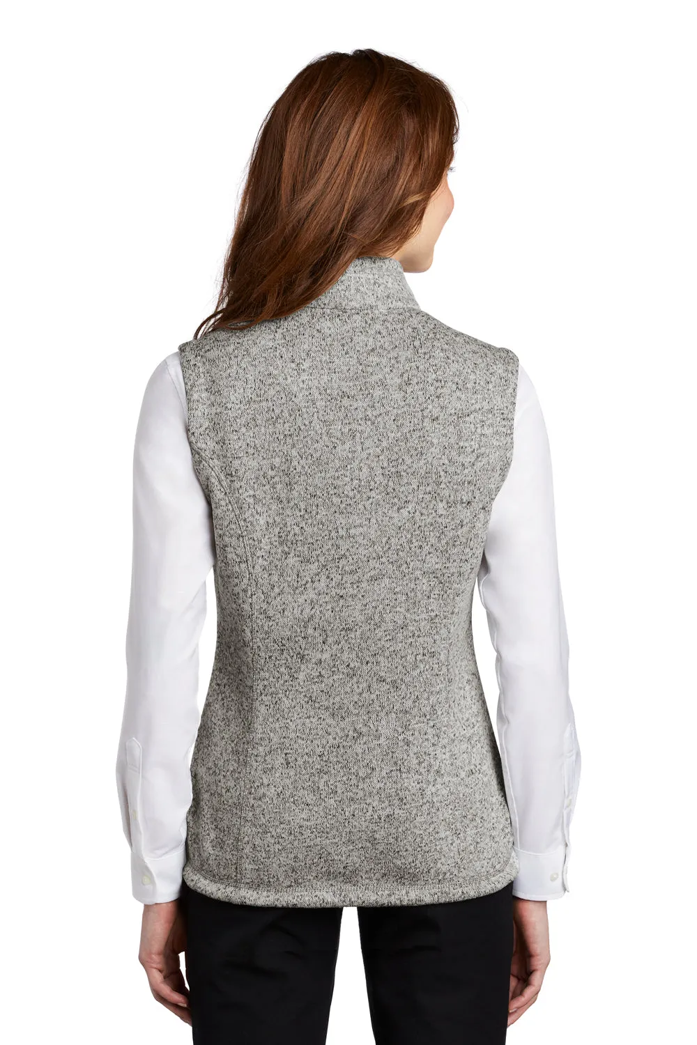 Port Authority Womens Sweater Fleece Full Zip Vest - Heather Grey  Premium quality Clothing Port-Authority
