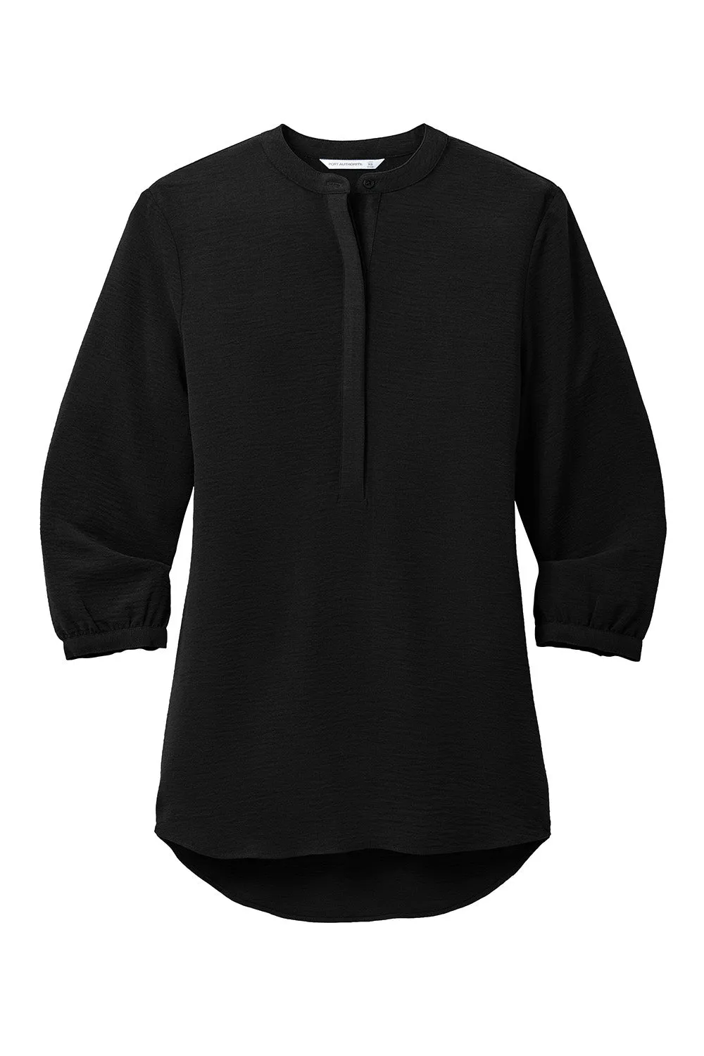 Port Authority Womens Textured Crepe 3/4 Sleeve Tunic - Deep Black  Premium quality Clothing Port-Authority