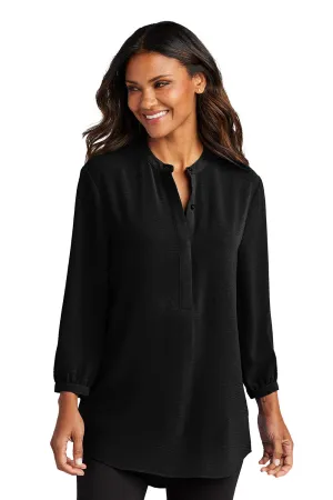 Port Authority Womens Textured Crepe 3/4 Sleeve Tunic - Deep Black  Premium quality Clothing Port-Authority